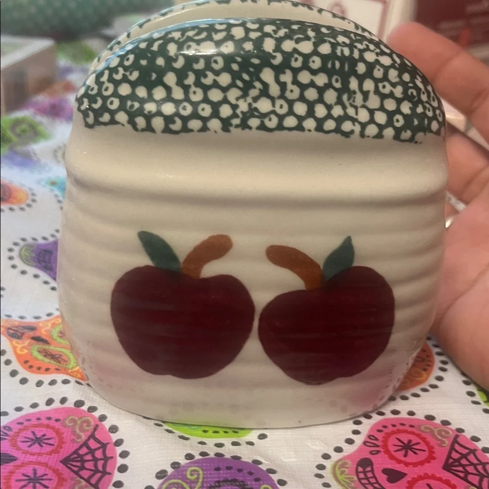 Vintage Ceramic Red Country Apple Kitchen Tabletop Napkin Holder Alco Industries